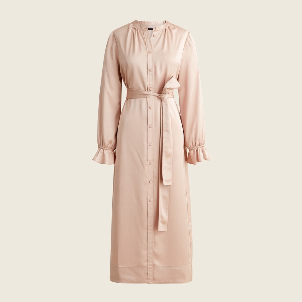 Classy and modest J CREW button down ruffle sleeve midi dress with tie belt XXL